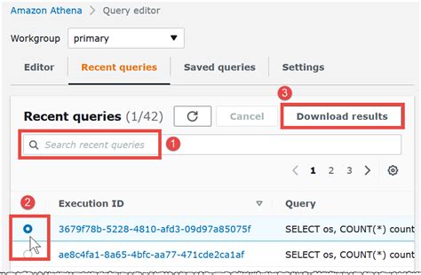 Access and download the results of an Athena query.